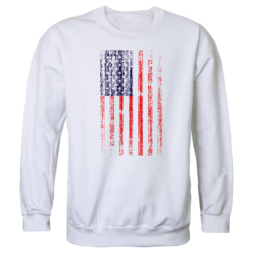 Distressed Flag Graphic Crewneck Sweatshirt, White - Medium