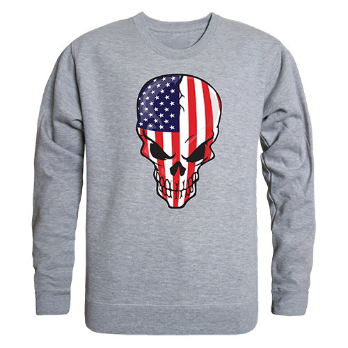 Skull Flag Graphic Crewneck Sweatshirt, Heather Grey - Small