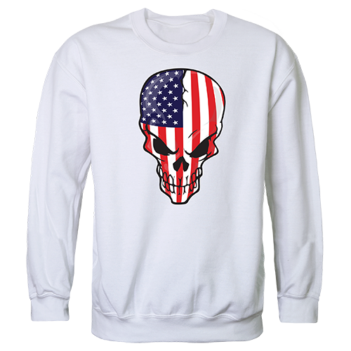 Skull Flag Graphic Crewneck Sweatshirt, White - Small