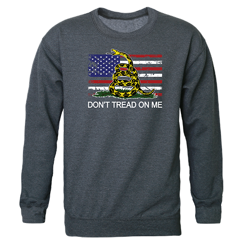 Flag with Gadsden Graphic Crewneck Sweatshirt, Heather Charcoal - Large