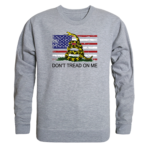 Flag with Gadsden Graphic Crewneck Sweatshirt, Heather Grey - Large
