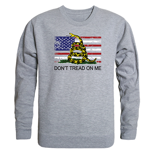 Flag with Gadsden Graphic Crewneck Sweatshirt, Heather Grey - 2XL