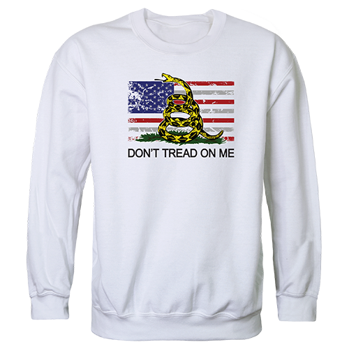 Flag with Gadsden Graphic Crewneck Sweatshirt, White - Medium