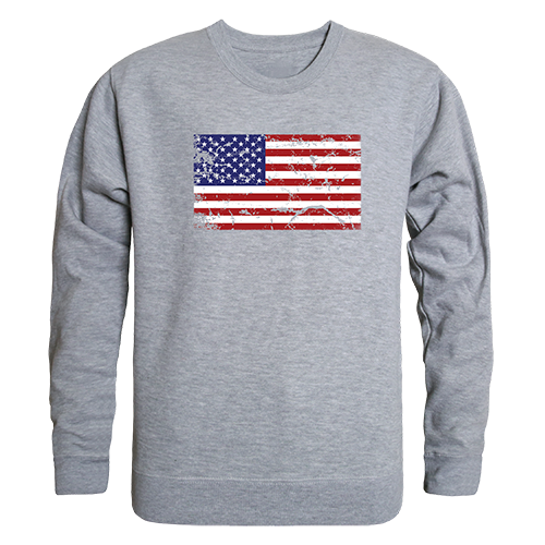 US Flag 2 Graphic Crewneck Sweatshirt, Heather Grey - Medium