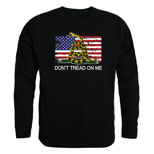 Flag 2 with Gadsden Graphic Crewneck Sweatshirt, Black - Small