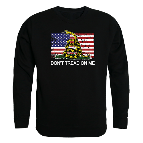 Flag 2 with Gadsden Graphic Crewneck Sweatshirt, Black - Large