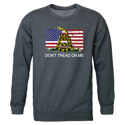Flag 2 with Gadsden Graphic Crewneck Sweatshirt, Heather Charcoal - Large