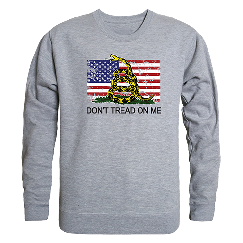Flag 2 with Gadsden Graphic Crewneck Sweatshirt, Heather Grey - 2XL