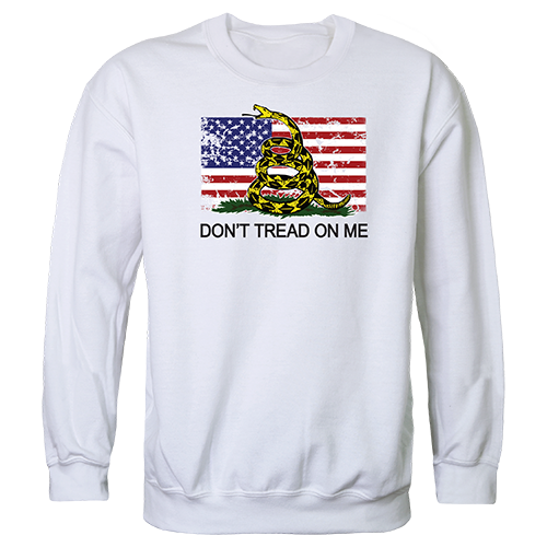 Flag 2 with Gadsden Graphic Crewneck Sweatshirt, White - Medium