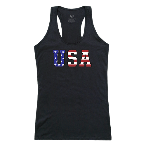 G02-784-BLK-03 Flag Text Graphic Tank Top, Black - Large
