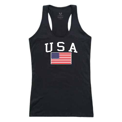 G02-789-BLK-02 USA & Flag Graphic Tank Top, Black - Medium