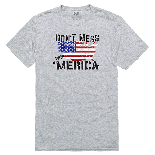 Dont Mess with America Relaxed Graphic Tee Shirt, Heather Gray - Small
