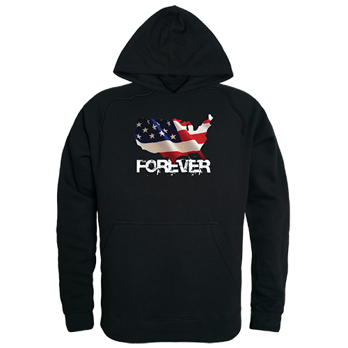 RS4-U05-BLK-05 Forever USA Map Graphic Pullover Sweatshirt, Black - 2XL
