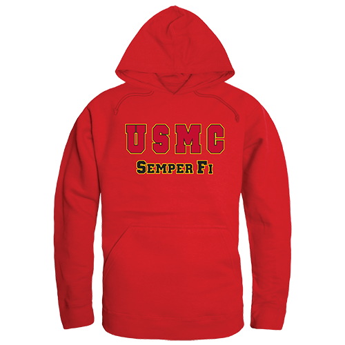 USMC Graphic Pullover Sweatshirt, Red - 2XL