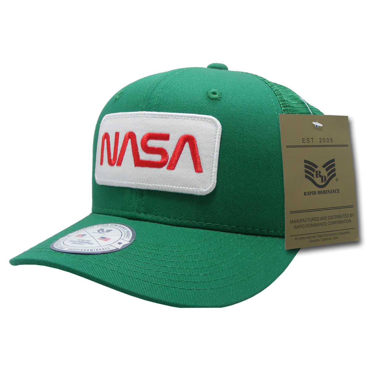 Worm NASA Patch Trucker Cap, Kelly - One Size
