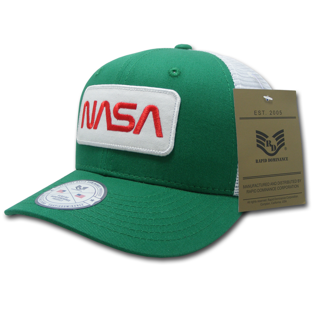 Worm NASA Patch Trucker Cap, Kelly & White - One Size