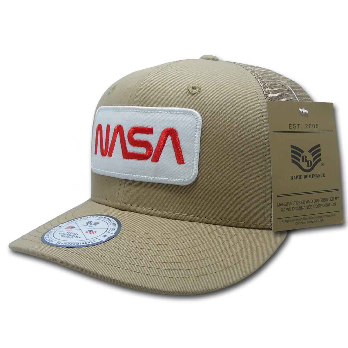 Worm NASA Patch Trucker Cap, Khaki - One Size