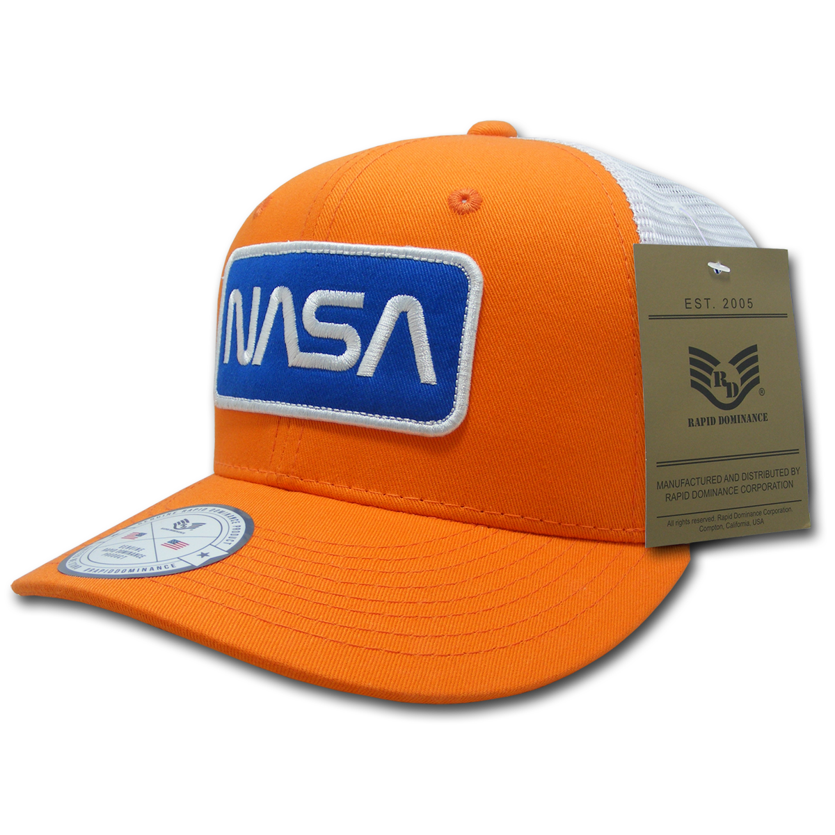 Worm NASA Patch Trucker Cap, Orange & White - One Size