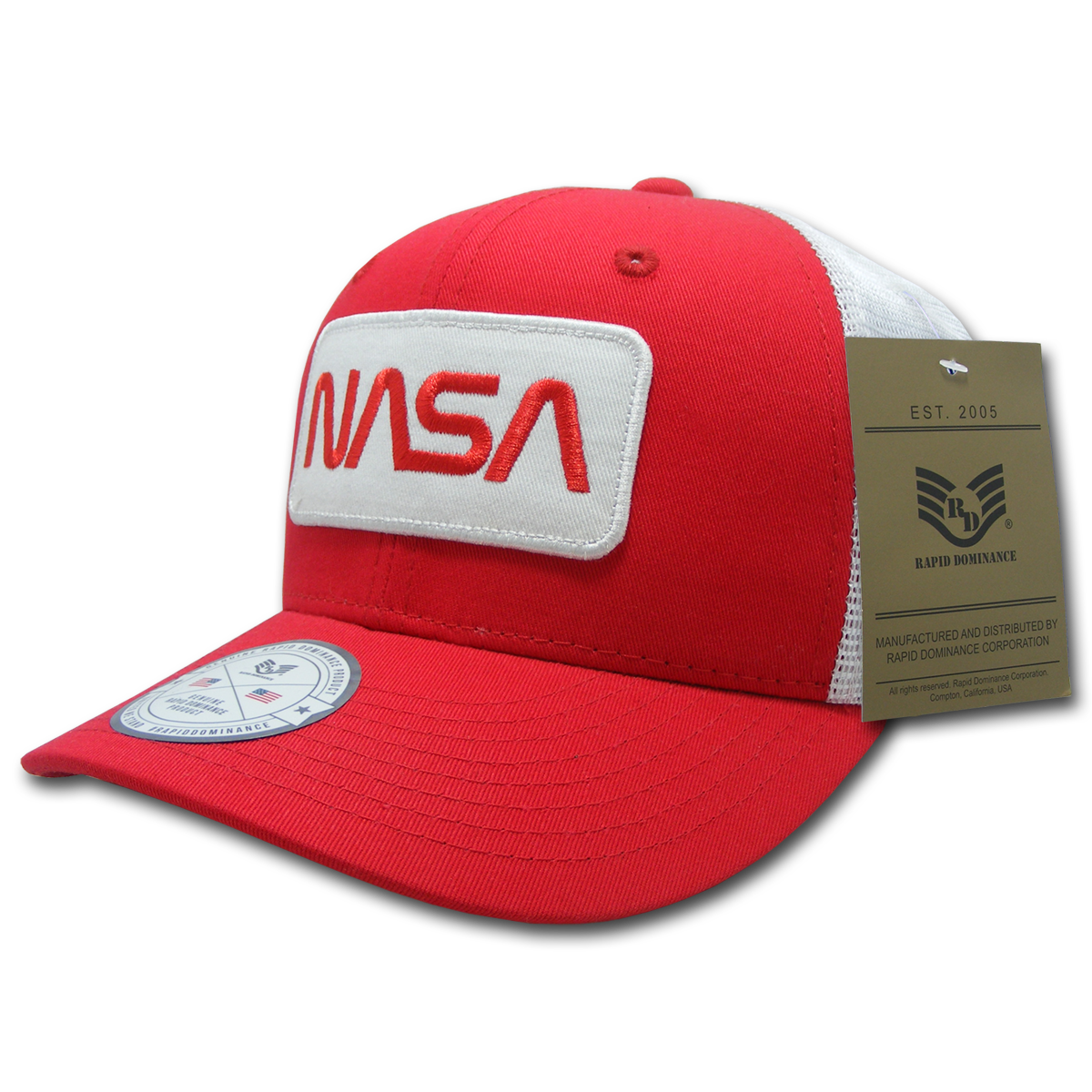 Worm NASA Patch Trucker Cap, Red & White - One Size