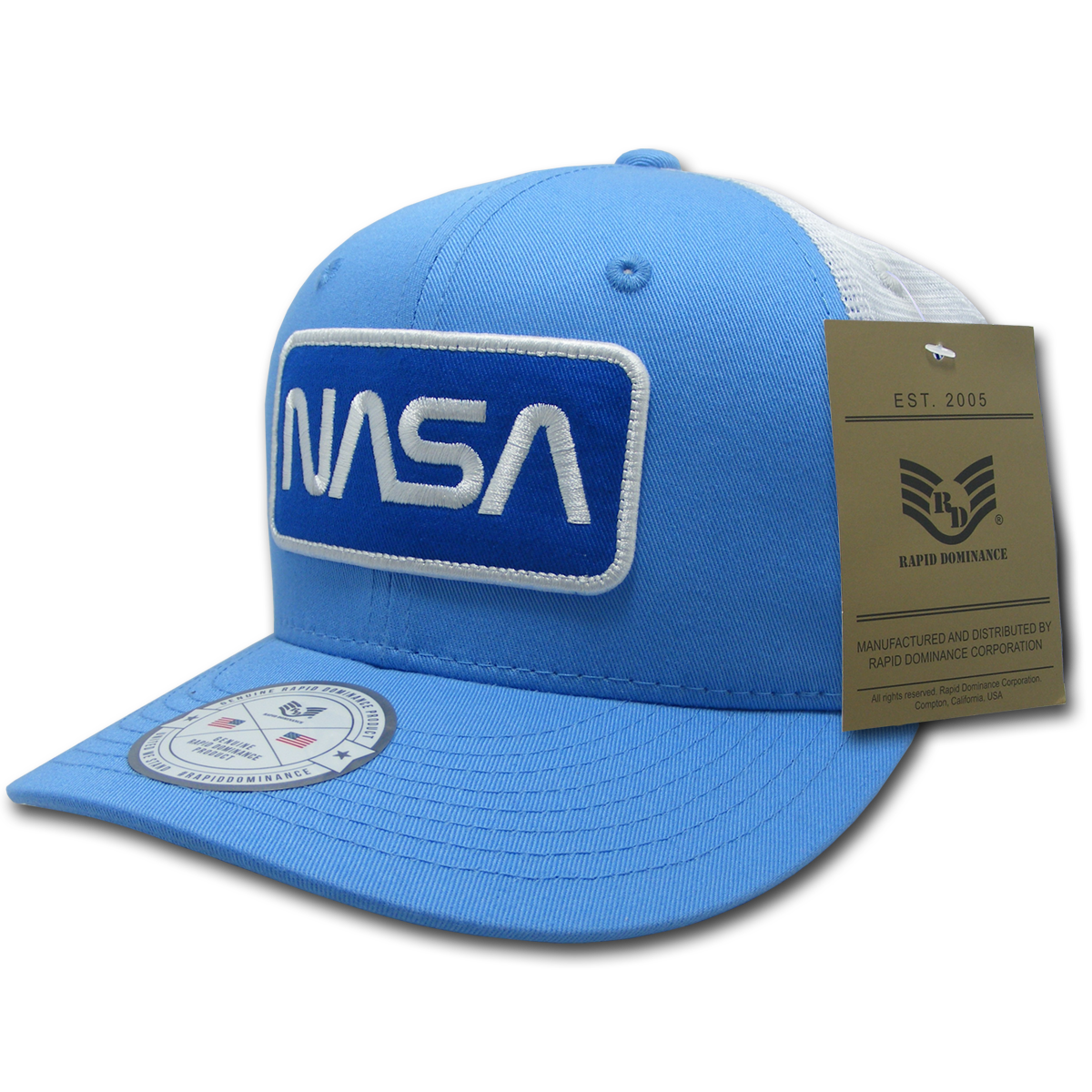 Worm NASA Patch Trucker Cap, Sky & White - One Size