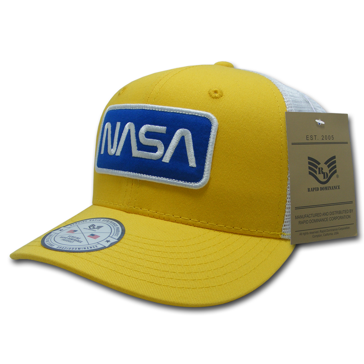 Worm NASA Patch Trucker Cap, Yellow & White - One Size
