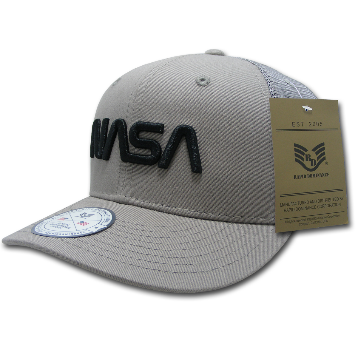 Worm NASA Cotton Trucker Cap, Gray - One Size