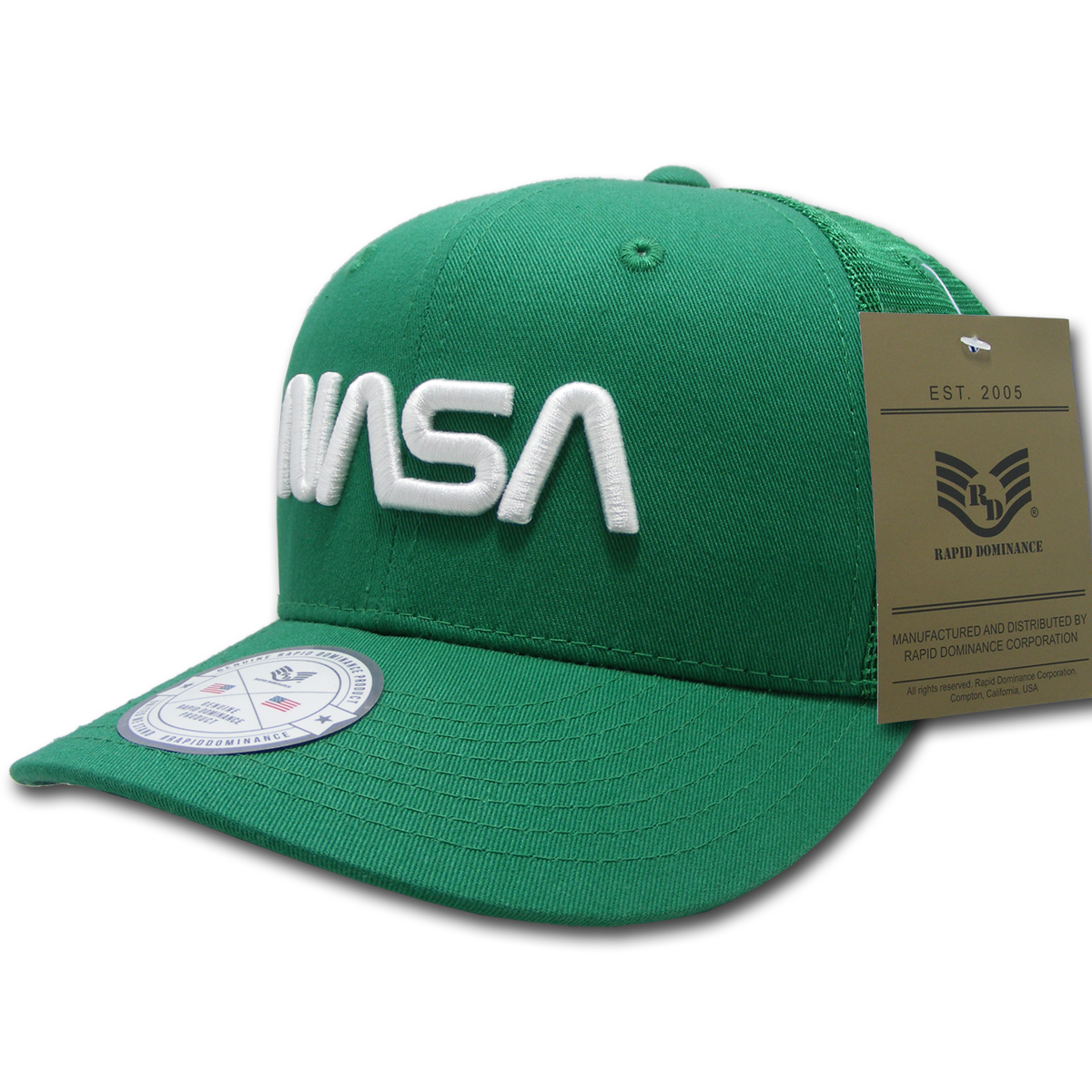 Worm NASA Cotton Trucker Cap, Kelly - One Size