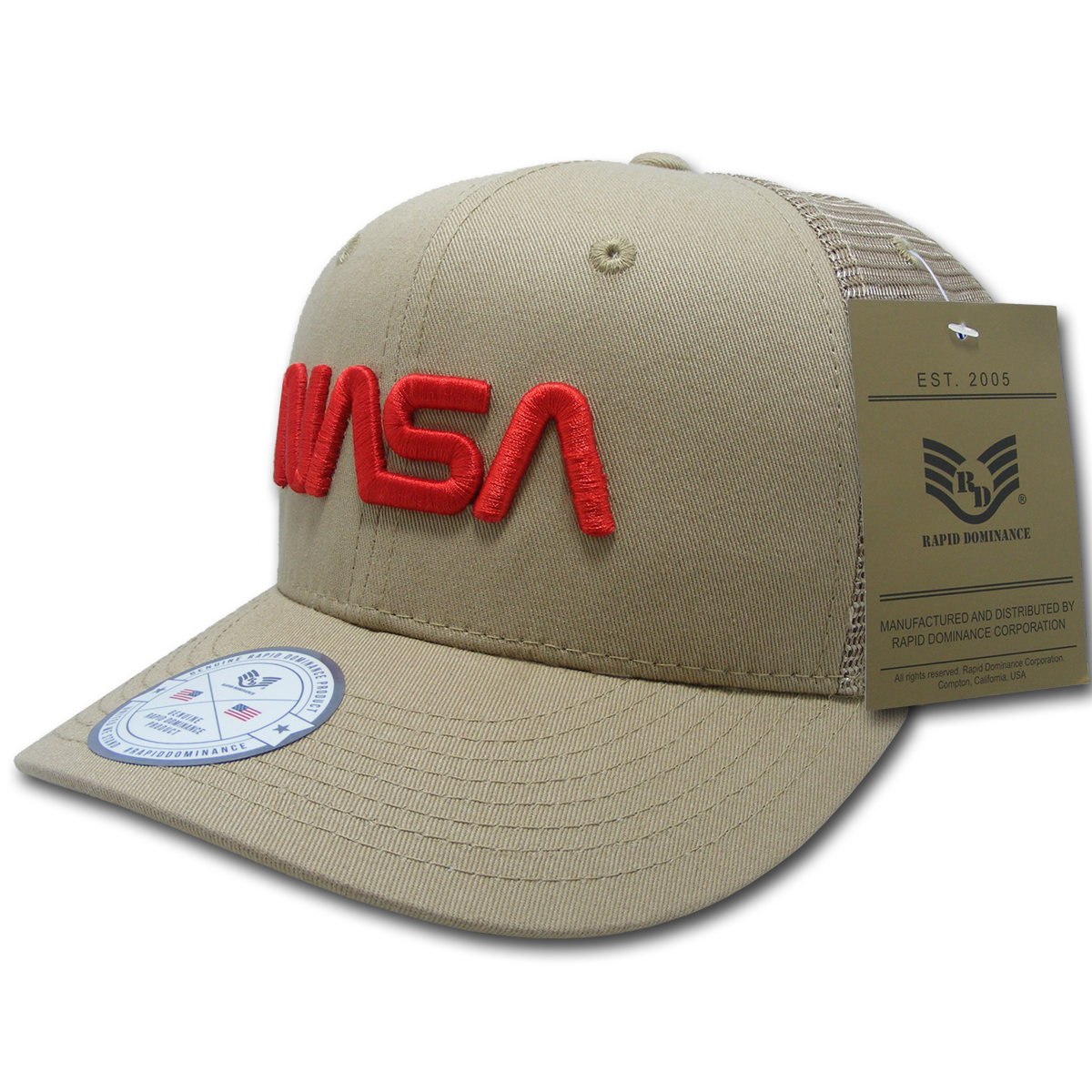 Worm NASA Cotton Trucker Cap, Khaki - One Size