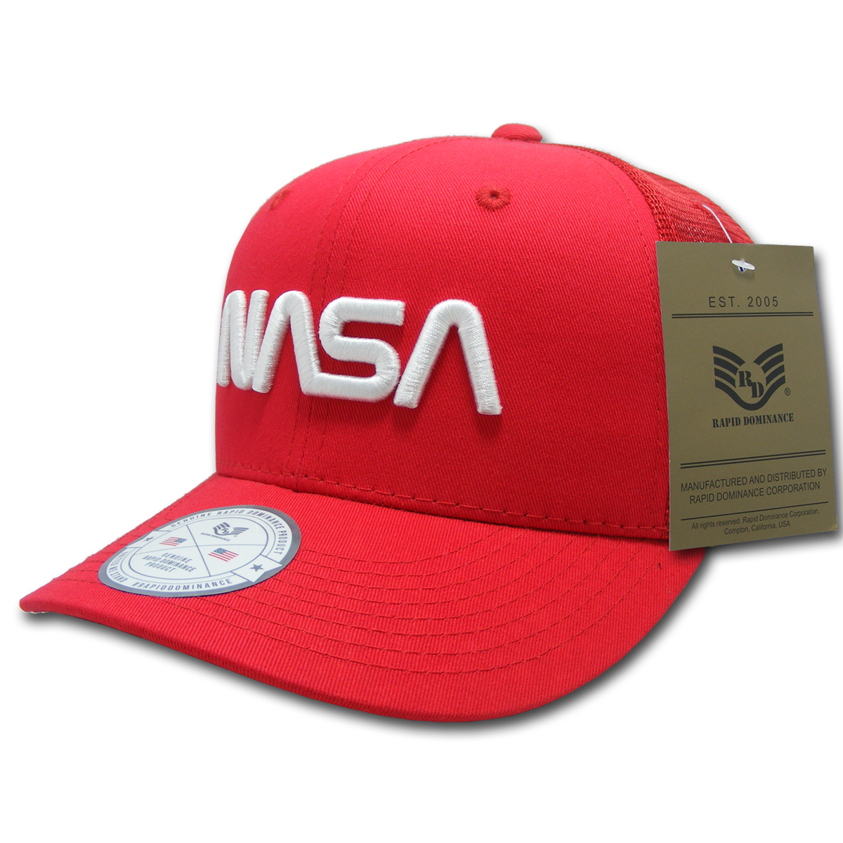 Worm NASA Cotton Trucker Cap, Red - One Size