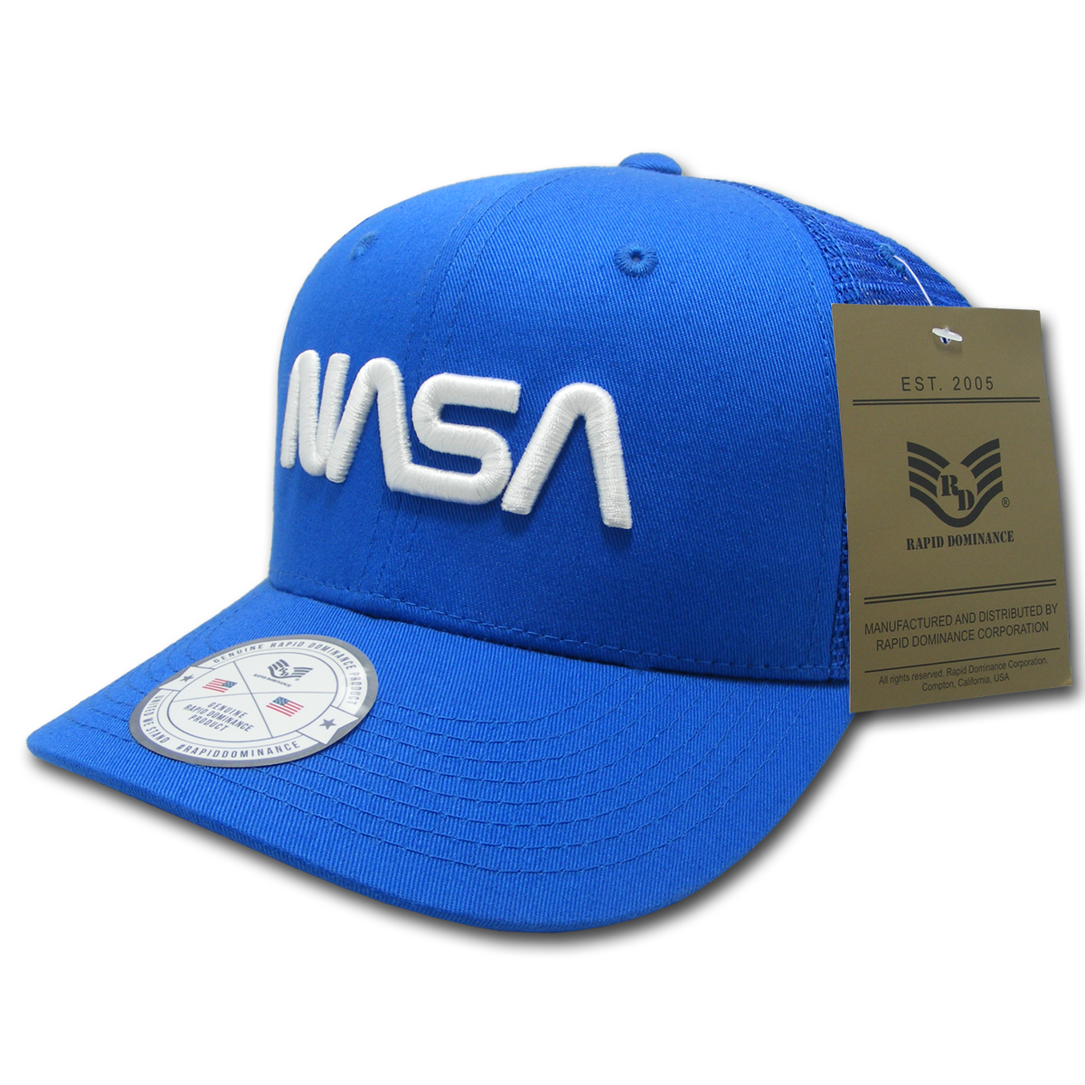 Worm NASA Cotton Trucker Cap, Royal - One Size