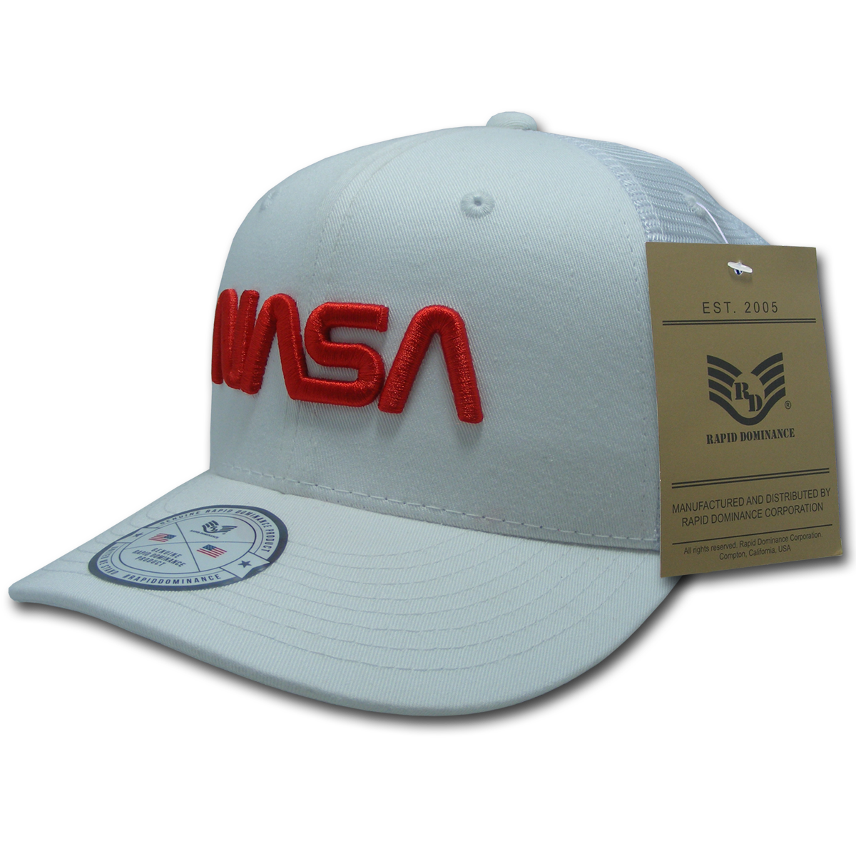 Worm NASA Cotton Trucker Cap, White - One Size