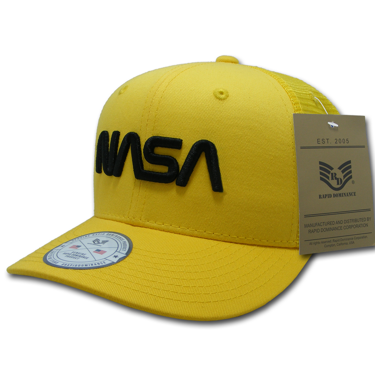 Worm NASA Cotton Trucker Cap, Yellow - One Size