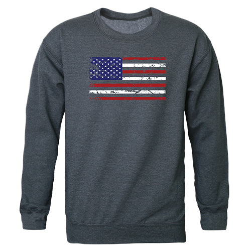 US Flag Graphic Crewneck Sweatshirt, Heather Charcoal - Large