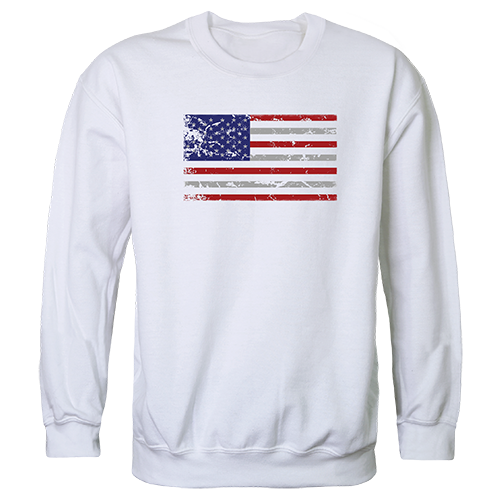 US Flag Graphic Crewneck Sweatshirt, White - Large