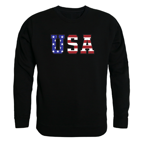 RS3-784-BLK-01 Flag Text Graphic Crewneck Sweatshirt, Black - Small