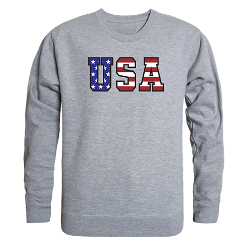 RS3-784-HGY-04 Flag Text Graphic Crewneck Sweatshirt, Heather Gray - Extra Large