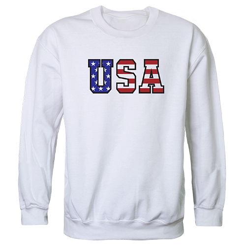 RS3-784-WHT-04 Flag Text Graphic Crewneck Sweatshirt, White - Extra Large