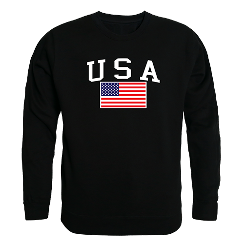 RS3-789-BLK-04 USA & Flag Graphic Crewneck Sweatshirt, Black - Extra Large