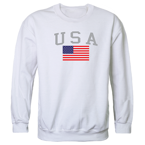USA & Flag Graphic Crewneck Sweatshirt, White - Large