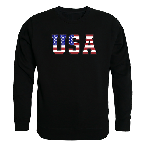 RS3-811-BLK-04 Flag Text 2 Graphic Crewneck Sweatshirt, Black - Extra Large