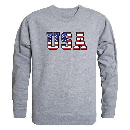 RS3-811-HGY-04 Flag Text 2 Graphic Crewneck Sweatshirt, Heather Gray - Extra Large