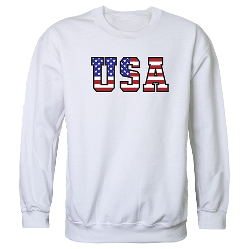 RS3-811-WHT-01 Flag Text 2 Graphic Crewneck Sweatshirt, White - Small