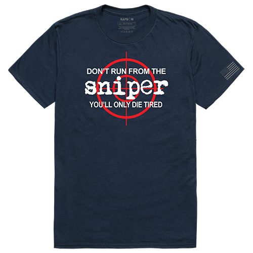 Sniper Tactical Graphic Tee Shirt, Navy - Large