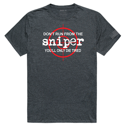 Sniper Tactical Graphic Tee Shirt, Heather Charcoal - Medium