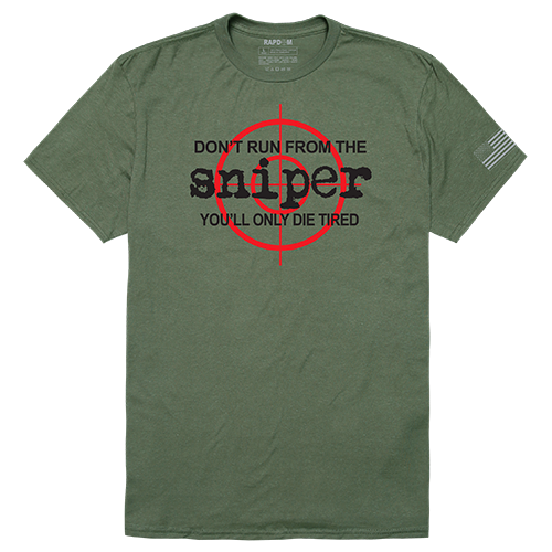 Sniper Tactical Graphic Tee Shirt, Olive - Small