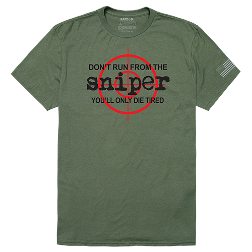 Sniper Tactical Graphic Tee Shirt, Olive - Medium