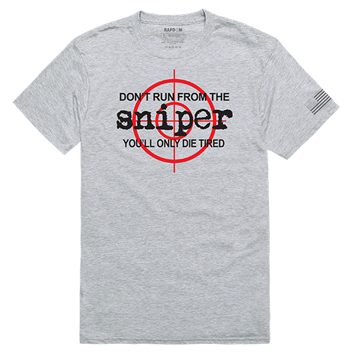 Sniper Tactical Graphic Tee Shirt, Heather Gray - Small