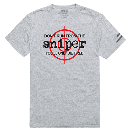 Sniper Tactical Graphic Tee Shirt, Heather Gray - Large
