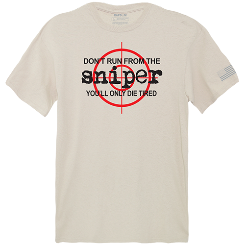 Sniper Tactical Graphic Tee Shirt, Sand - Small