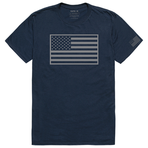 Tonal Flag Tactical Graphic Tee Shirt, Navy - Large